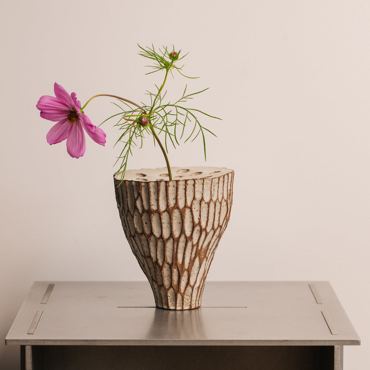 Ren Vase - cacao/white